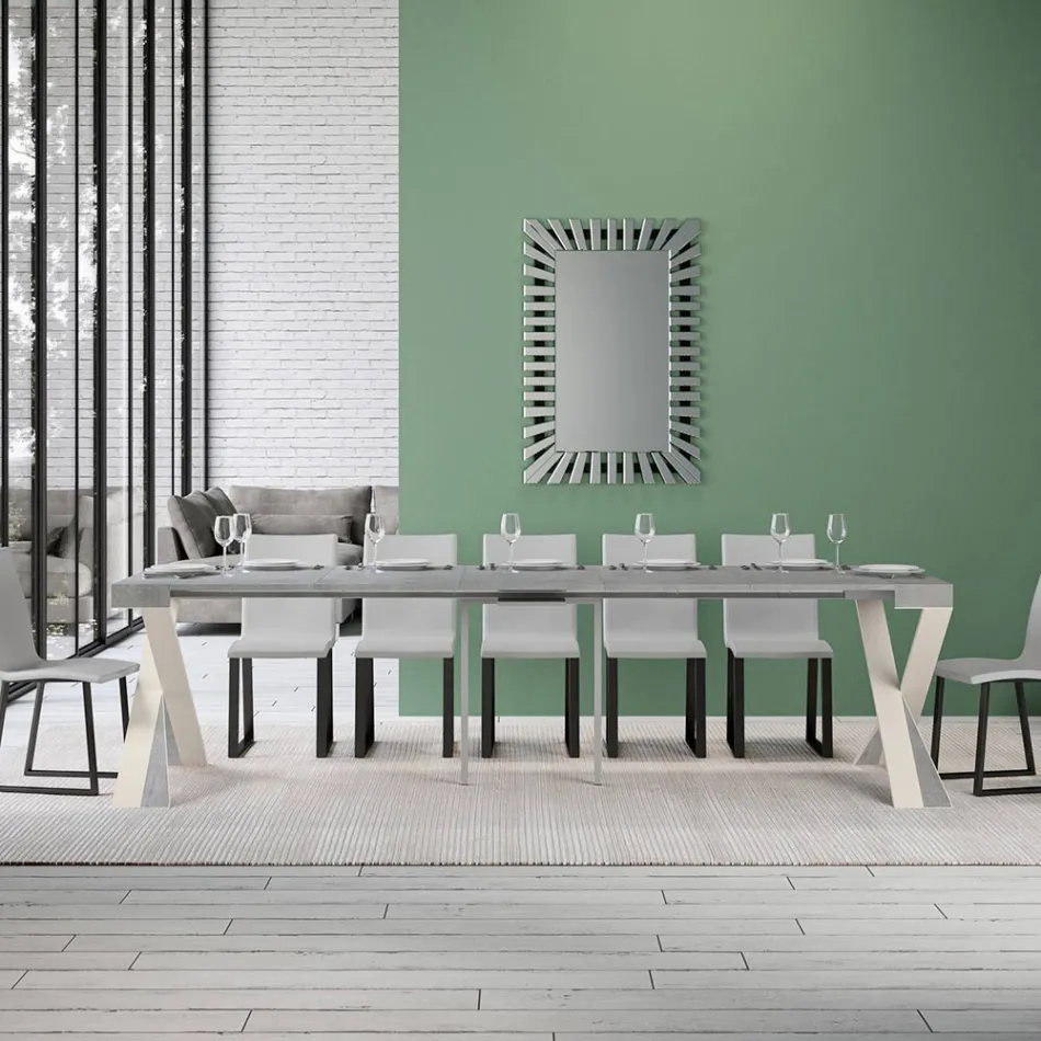 Console moderno extensível até 300 cm com moldura branca Made in Italy - Espelho Viadurini