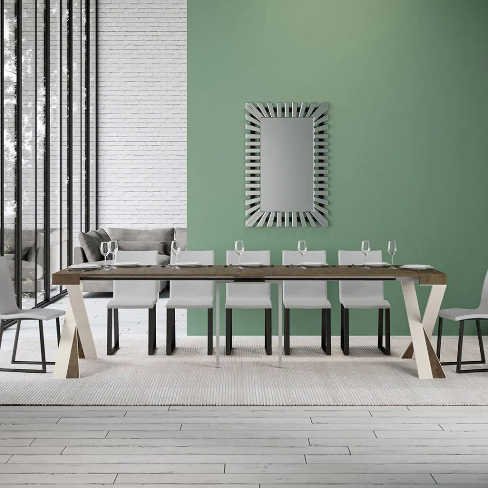 Console moderno extensível até 300 cm com moldura branca Made in Italy - Espelho Viadurini