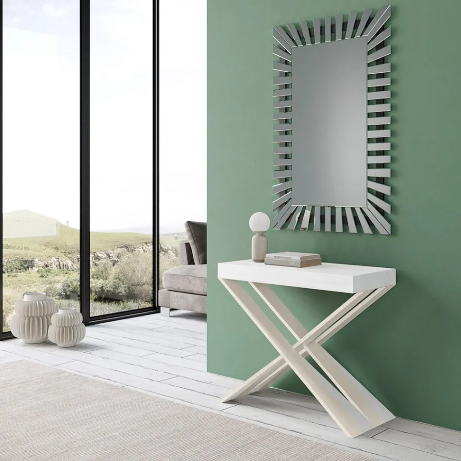 Console moderno extensível até 300 cm com moldura branca Made in Italy - Espelho Viadurini