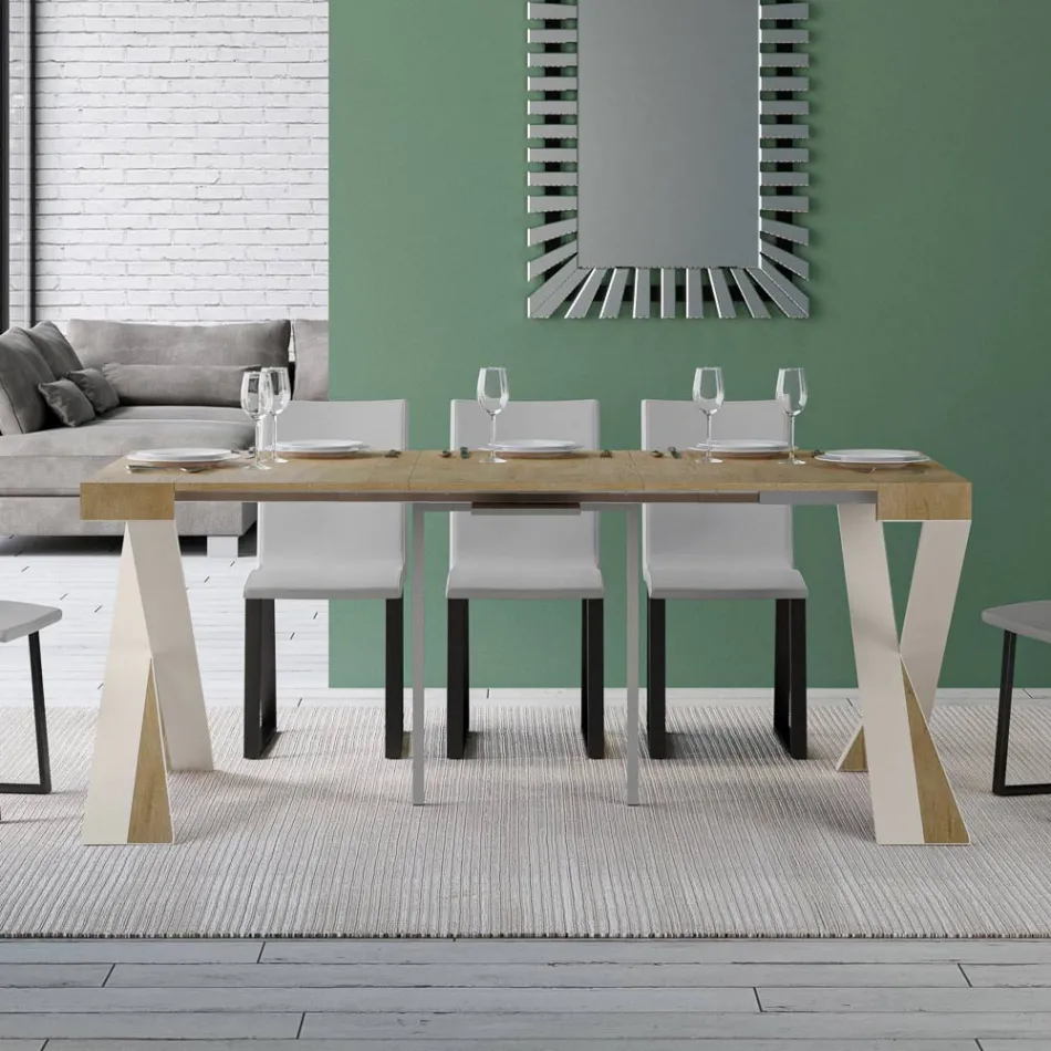 Console moderno extensível até 300 cm com moldura branca Made in Italy - Espelho Viadurini