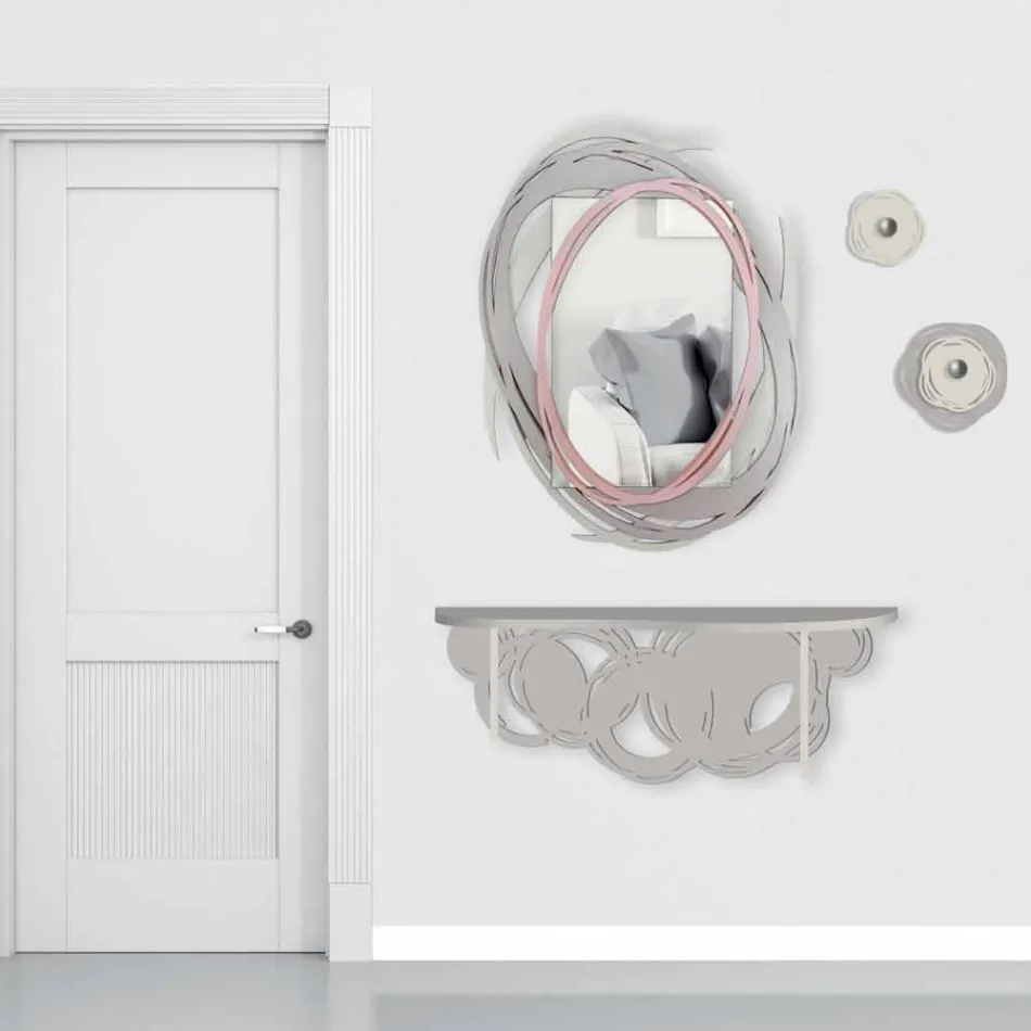 Console de design moderno em madeira areia e bege para montagem na parede - Orbit Viadurini