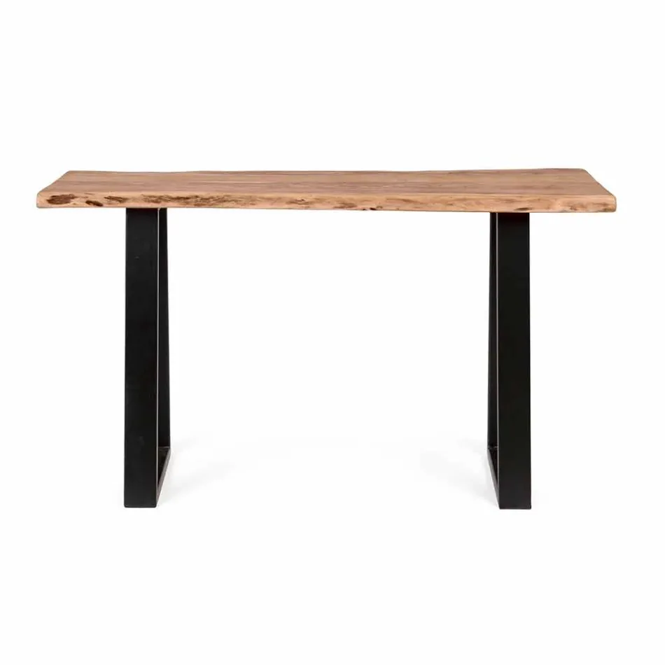Console Moderno em Acácia Madeira e Aço Design Homemotion - Teresanna Viadurini