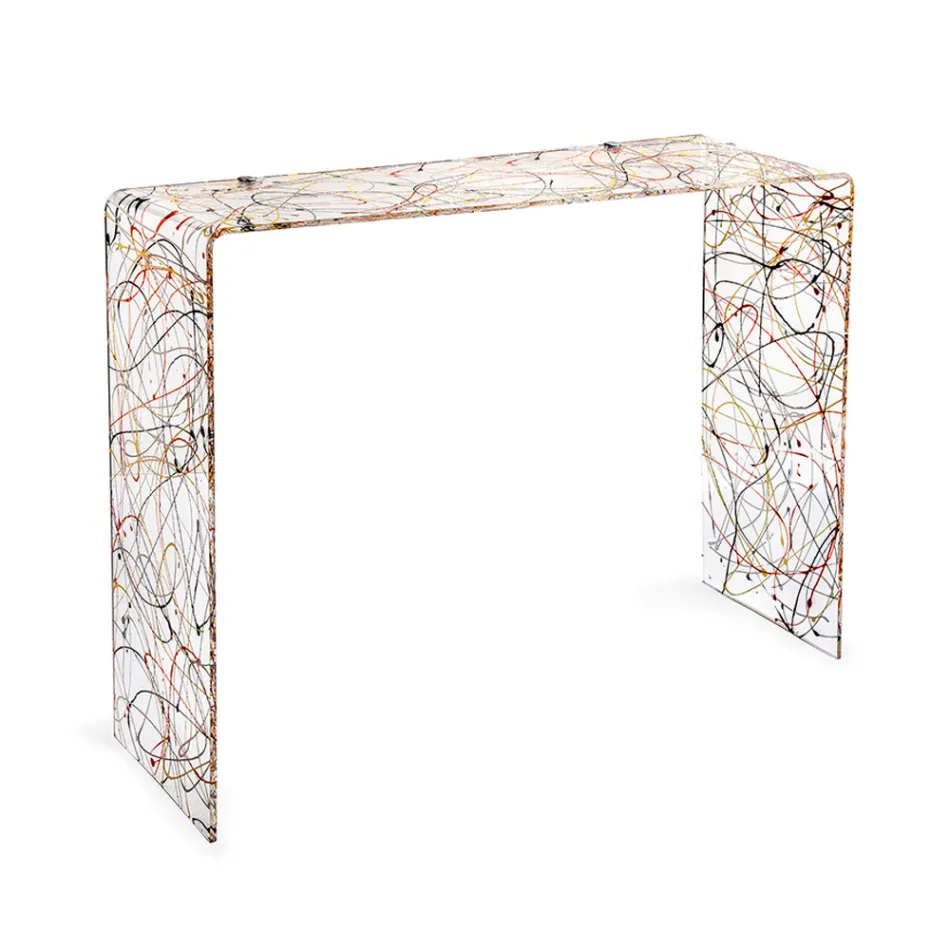 Mesa de consola moderna em plexiglass transparente ou multicolorido, fabricada em Itália - Emy Viadurini