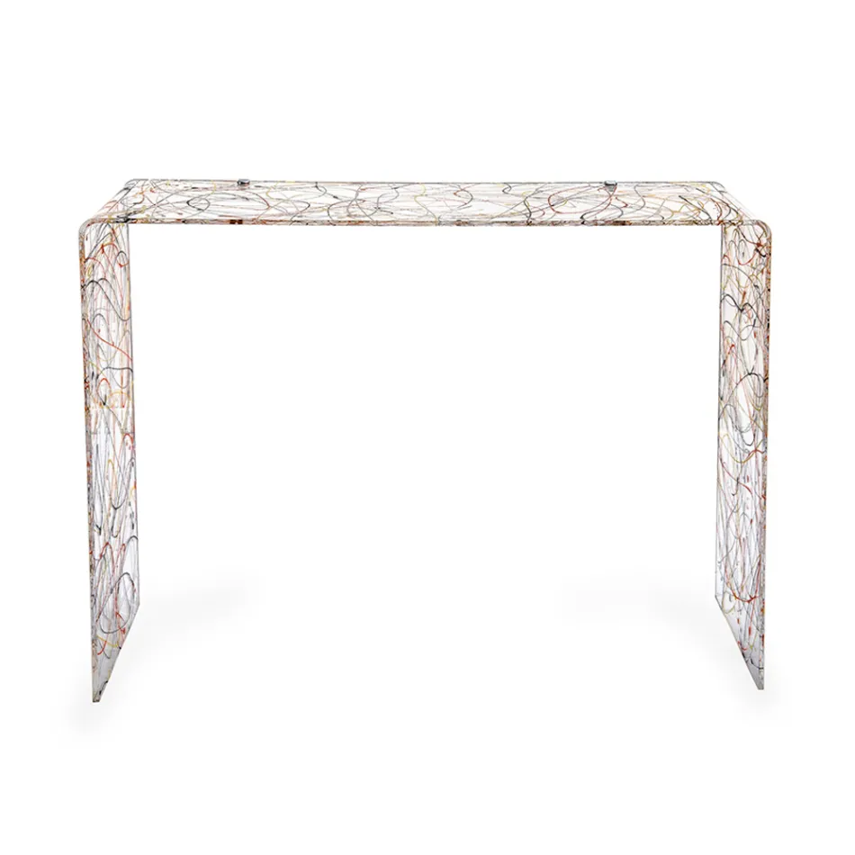 Mesa de consola moderna em plexiglass transparente ou multicolorido, fabricada em Itália - Emy Viadurini