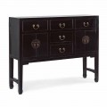 Mesa Console em Madeira Black Elm Design Vintage 5 Gavetas Homemotion - Sonten