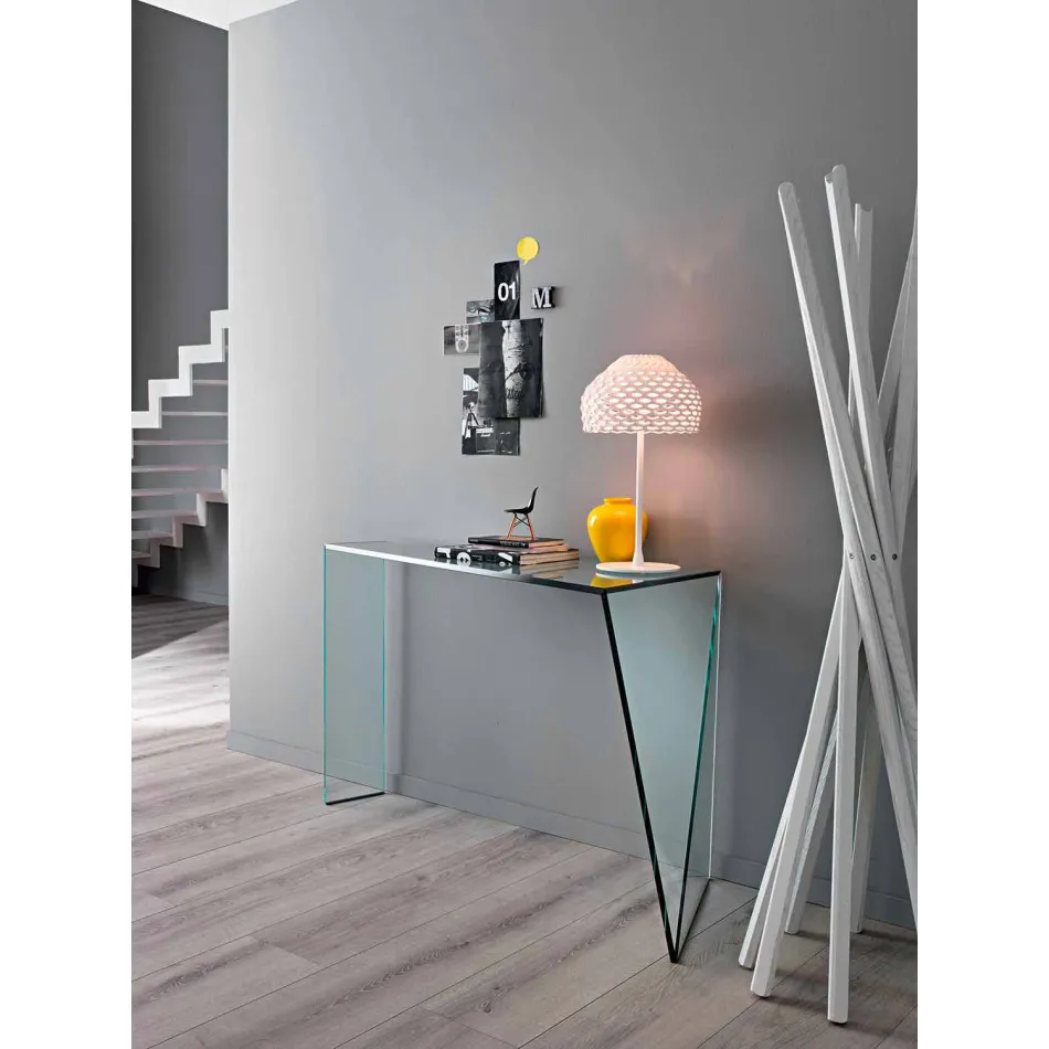 Console para entrada moderna em vidro extraleve fabricado na Itália - Rosalia Viadurini