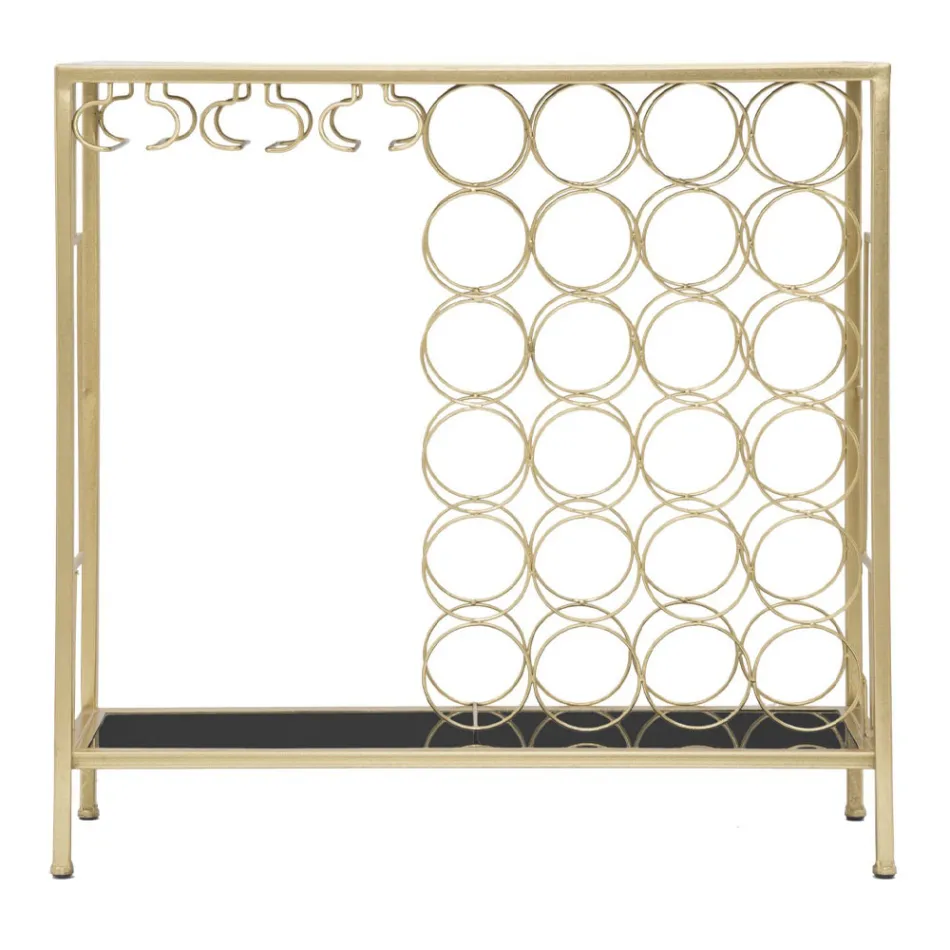 Suporte para garrafa de vidro com estrutura em ferro dourado - Vicio Viadurini