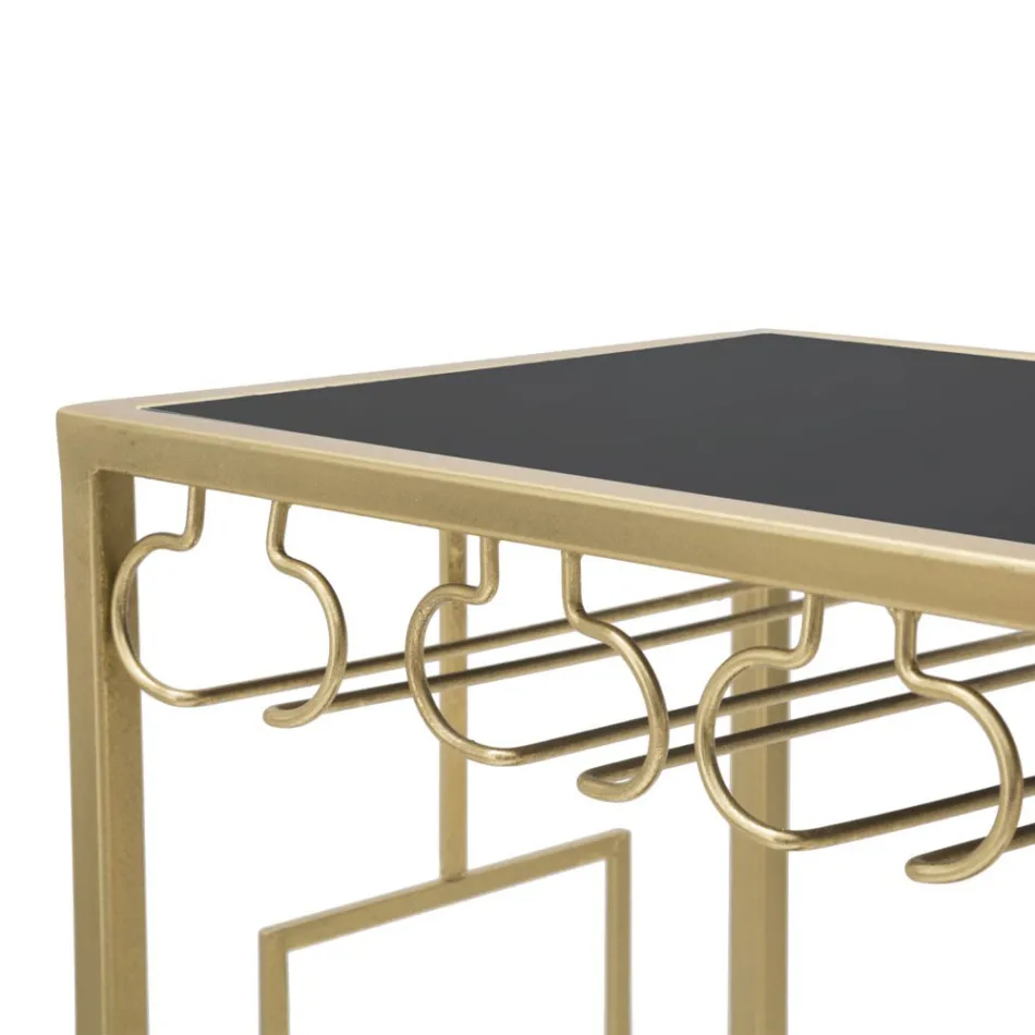 Suporte para garrafa de vidro com estrutura em ferro dourado - Vicio Viadurini