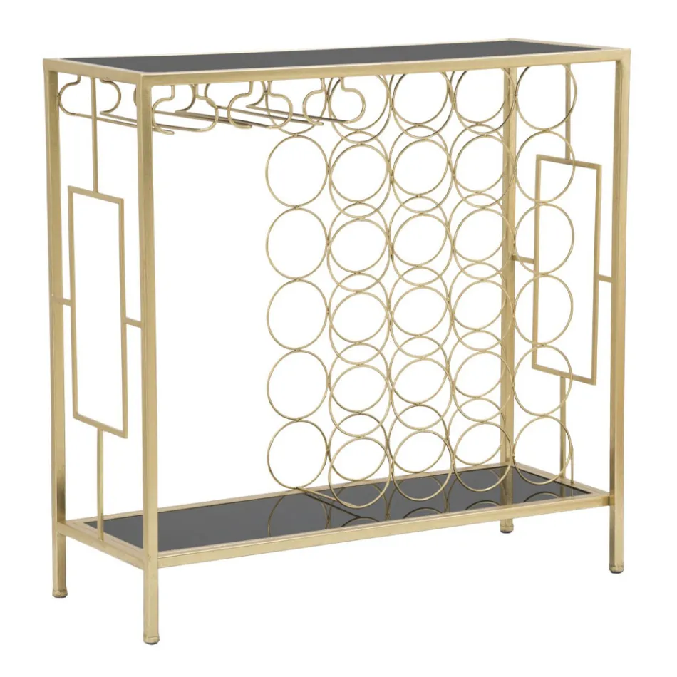 Suporte para garrafa de vidro com estrutura em ferro dourado - Vicio Viadurini