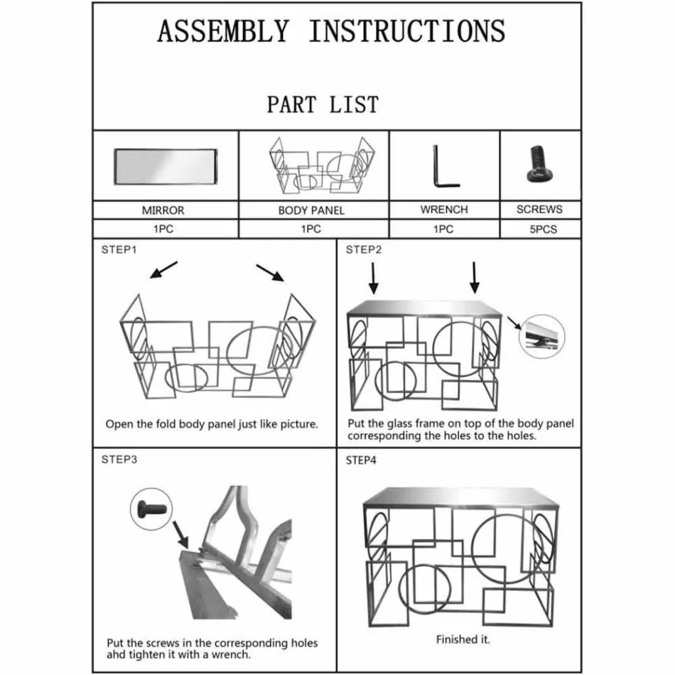 Console Retangular de Design Moderno em Ferro e Espelho - Billie Viadurini
