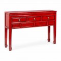 Console Vermelho em Elm Wood com 3 Gavetas Vintage Design Homemotion - Sonten