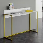 Console da Sala em Cristal Branco com Base Metálica Made in Italy - Iridio Viadurini