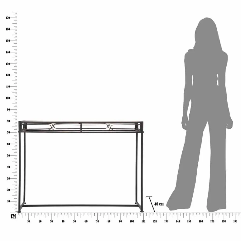 Console Retangular de Estilo Moderno em Ferro e MDF - Wendell Viadurini