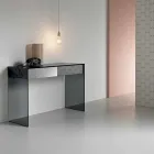 Mesa de console em vidro fumado com gaveta fabricada na Itália - Mantra Viadurini