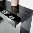 Mesa de console em vidro fumado com gaveta fabricada na Itália - Mantra Viadurini