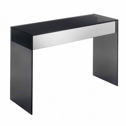 Mesa de console em vidro fumado com gaveta fabricada na Itália - Mantra Viadurini