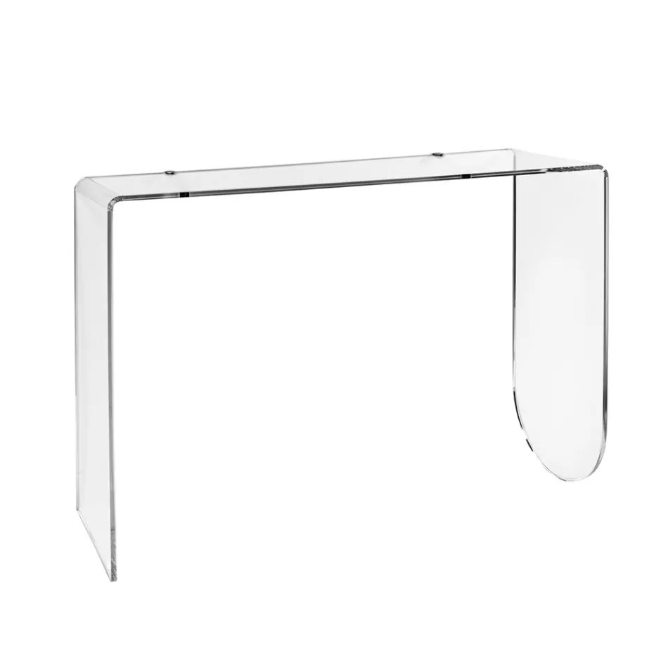 Mesa de consola Alarico em acrílico transparente com design moderno, fabricada na Itália. Viadurini