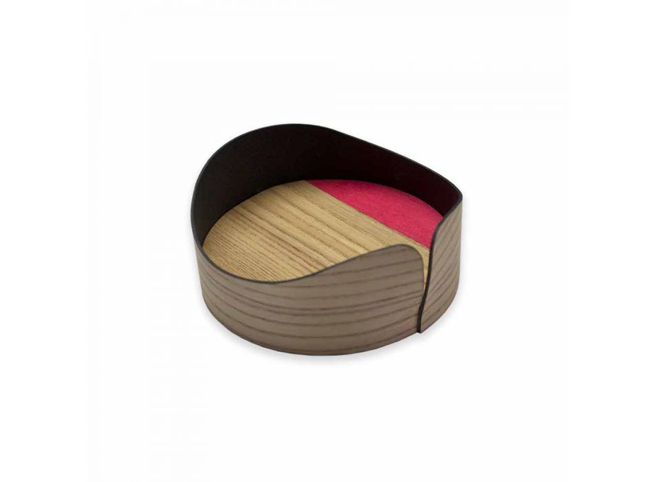 Caixa circular moderna em madeira real fabricada na Itália - Stan Viadurini