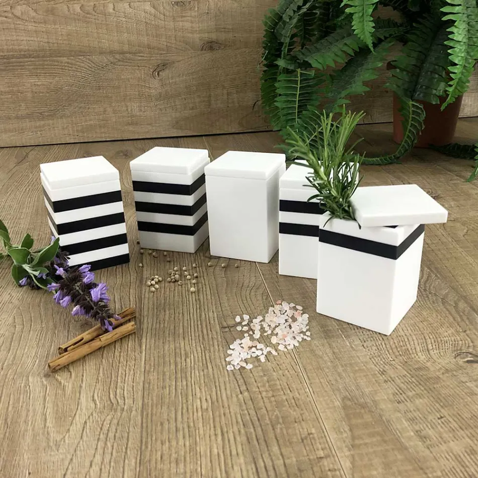 Recipiente de especiarias com tampa Corian italiana de alta qualidade - Spicy Viadurini