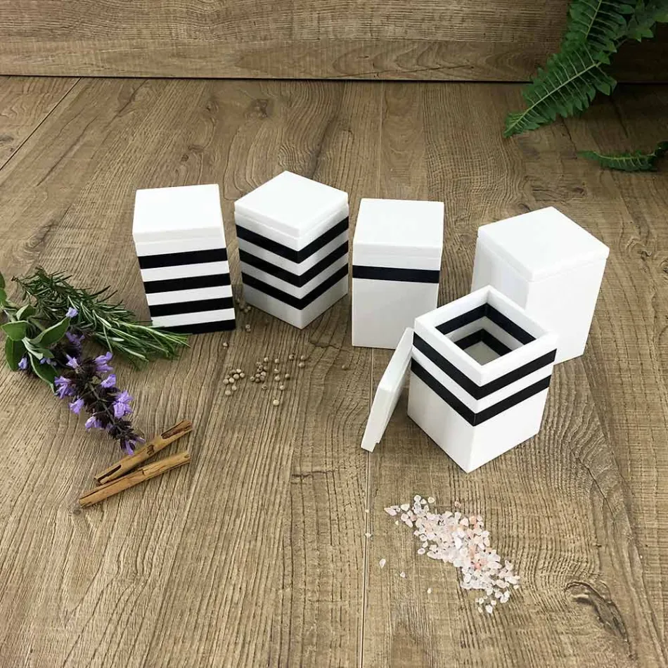 Recipiente de especiarias com tampa Corian italiana de alta qualidade - Spicy Viadurini