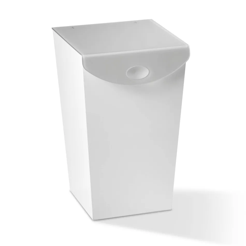 Container para Lavanderia em Madeira e Cristal Acrílico Colorido - Brugio Viadurini