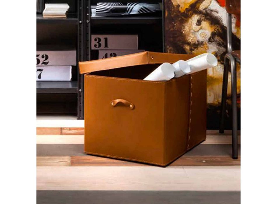 Moderna caixa de armazenamento em couro regenerado fabricado na Itália - Gabry Viadurini
