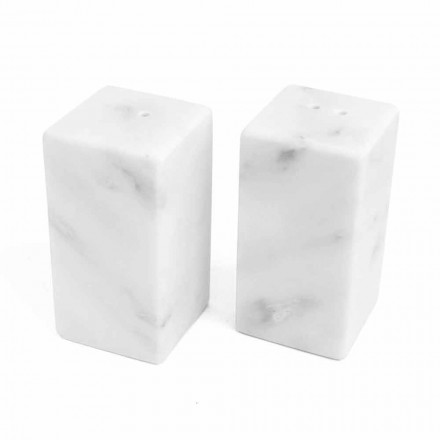 Recipientes de sal e pimenta em mármore branco de Carrara fabricado na Itália - Julio Viadurini