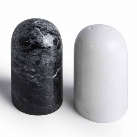 Recipientes de sal e pimenta em mármore de Carrara e Marquinia fabricados na Itália - Xino Viadurini