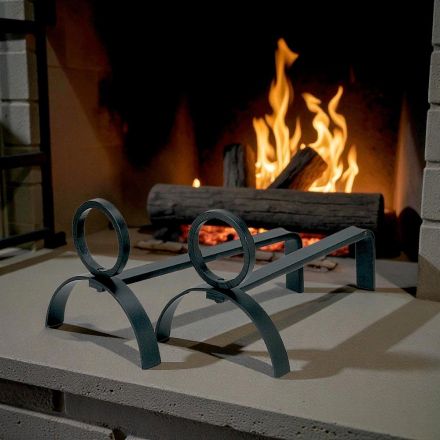 Par de Lareira Metálica Andirons Altura 21 cm Fabricado na Itália - Sari Viadurini