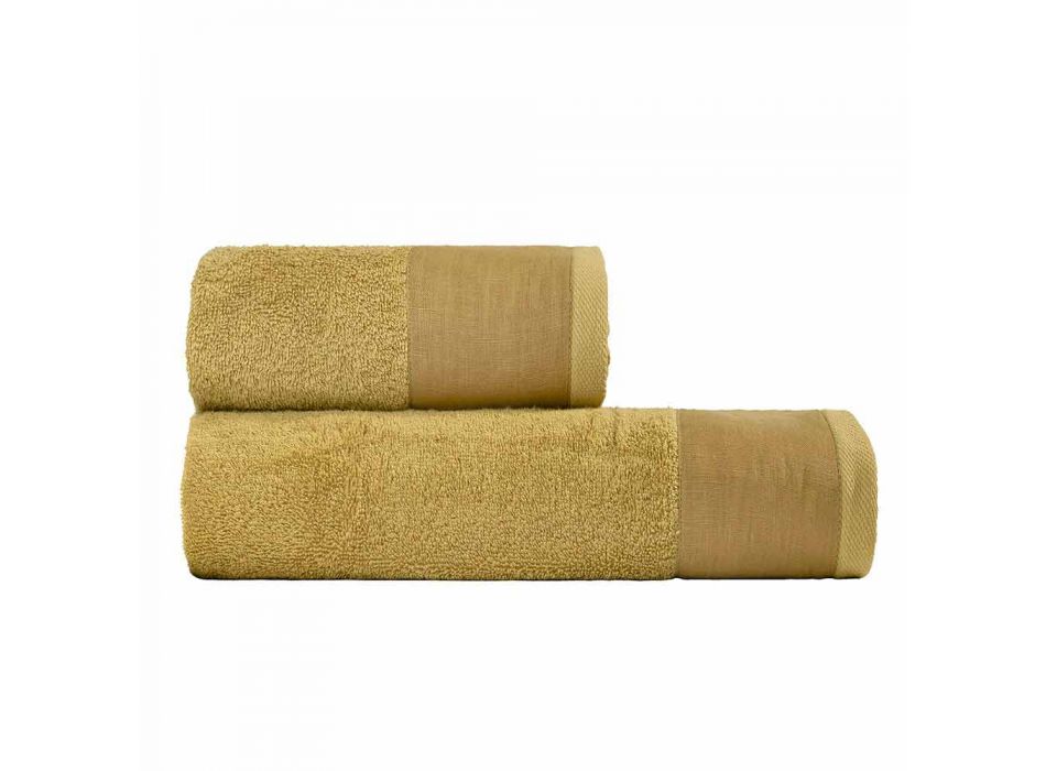 Par de toalhas de banho turco de algodão colorido e linho - Senna Viadurini