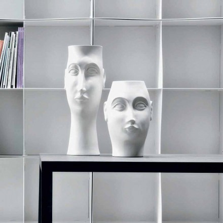 Par de enfeites de cerâmica em formato de rosto, feitos na Itália - Visage Viadurini