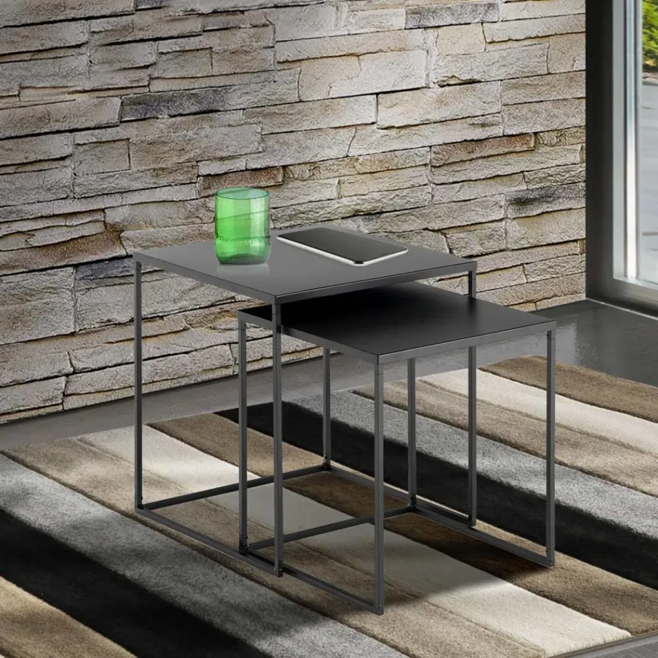 Par de Mesas de Centro em Aço Pintado Antracite - Sospiro Viadurini