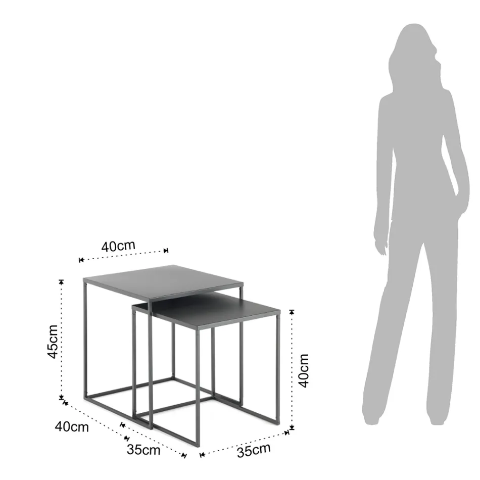 Par de Mesas de Centro em Aço Pintado Antracite - Sospiro Viadurini