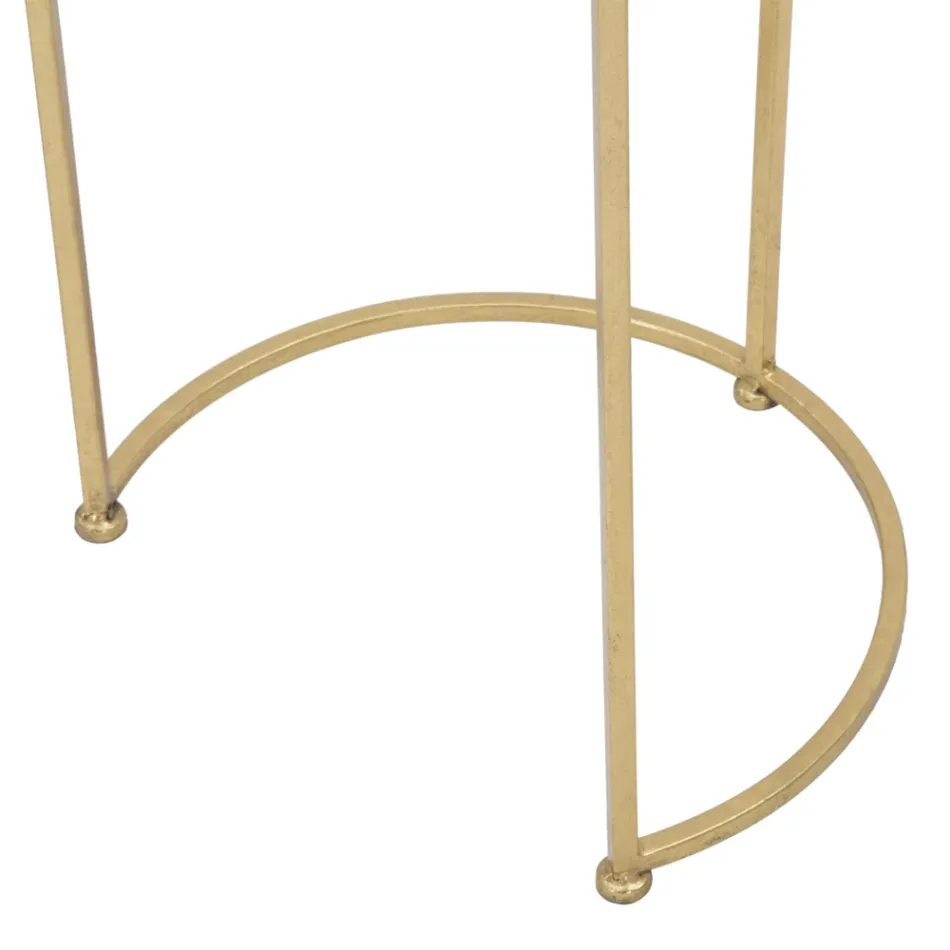 Par de Mesas de Centro Redondas em Vidro e Ferro Dourado - Avola Viadurini