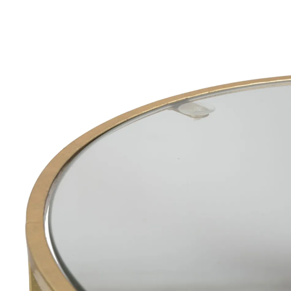 Par de Mesas de Centro Redondas em Vidro e Ferro Dourado - Avola Viadurini