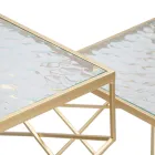 Par de Mesas Telefônicas Quadradas em Ferro Dourado e Tampo de Vidro - Papa Viadurini