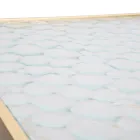 Par de Mesas Telefônicas Quadradas em Ferro Dourado e Tampo de Vidro - Papa Viadurini