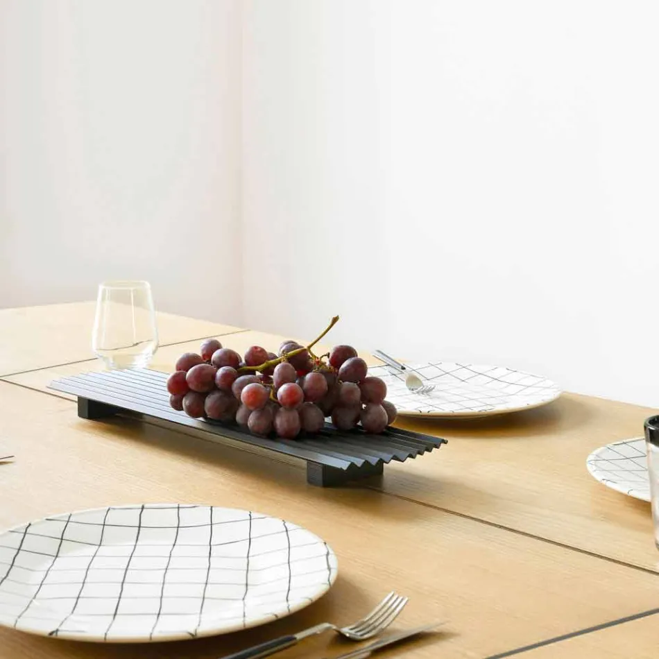 Par de Bandejas em Aço Lacado Preto ou Ouro com Design Moderno - Savona Viadurini