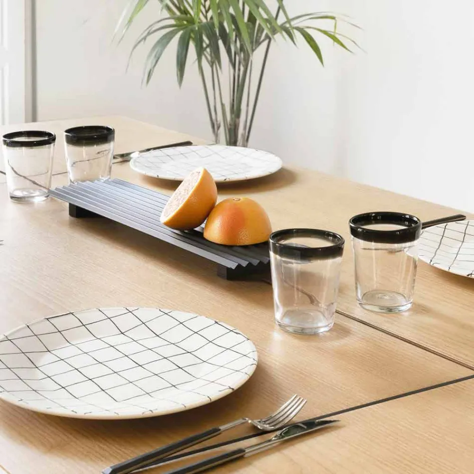 Par de Bandejas em Aço Lacado Preto ou Ouro com Design Moderno - Savona Viadurini