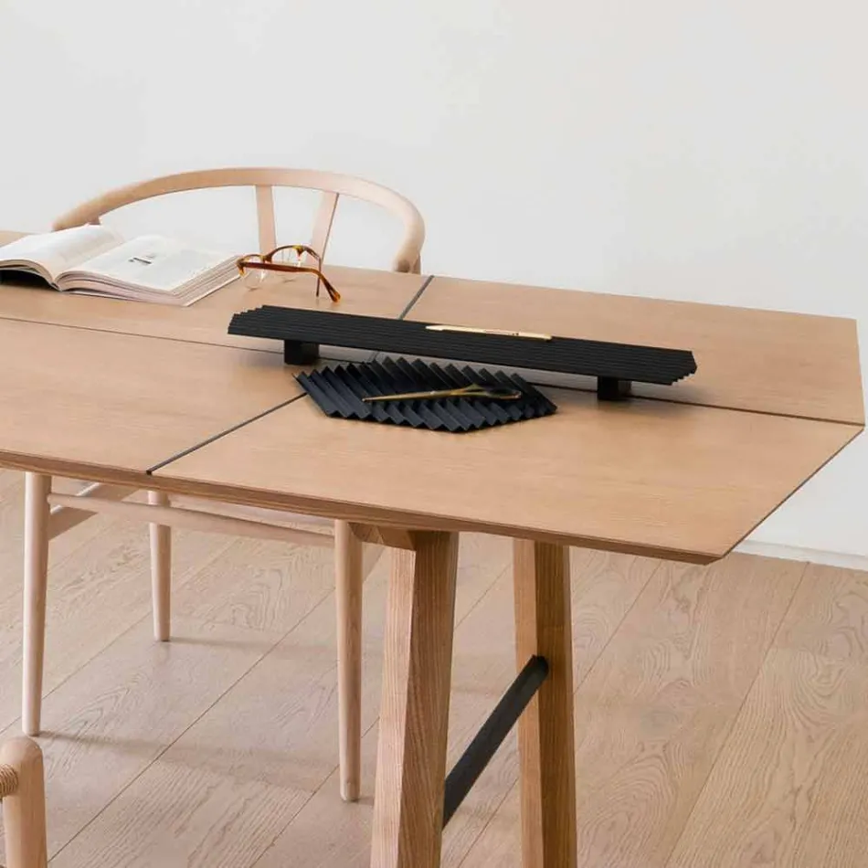 Par de Bandejas em Aço Lacado Preto ou Ouro com Design Moderno - Savona Viadurini