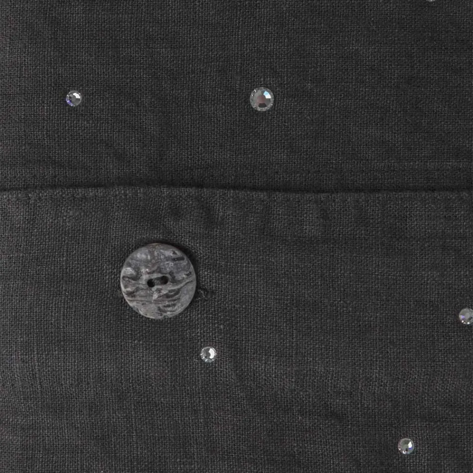 Capa de edredon de linho preto com cristais para cama de casal luxo - Damante Viadurini