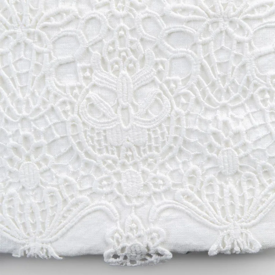 Capa de edredom dupla em linho com bolsa de armazenamento de gotas de renda - Amadeus Viadurini