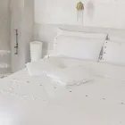 Capa de edredom dupla em linho com bolsa de armazenamento de gotas de renda - Amadeus Viadurini