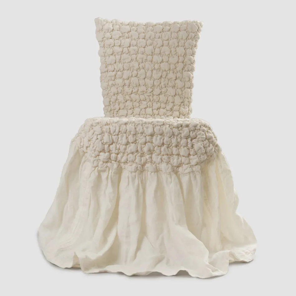 Capa Elegante para Cadeira com Encosto para Sala em Linho Bordado - Panteo Viadurini