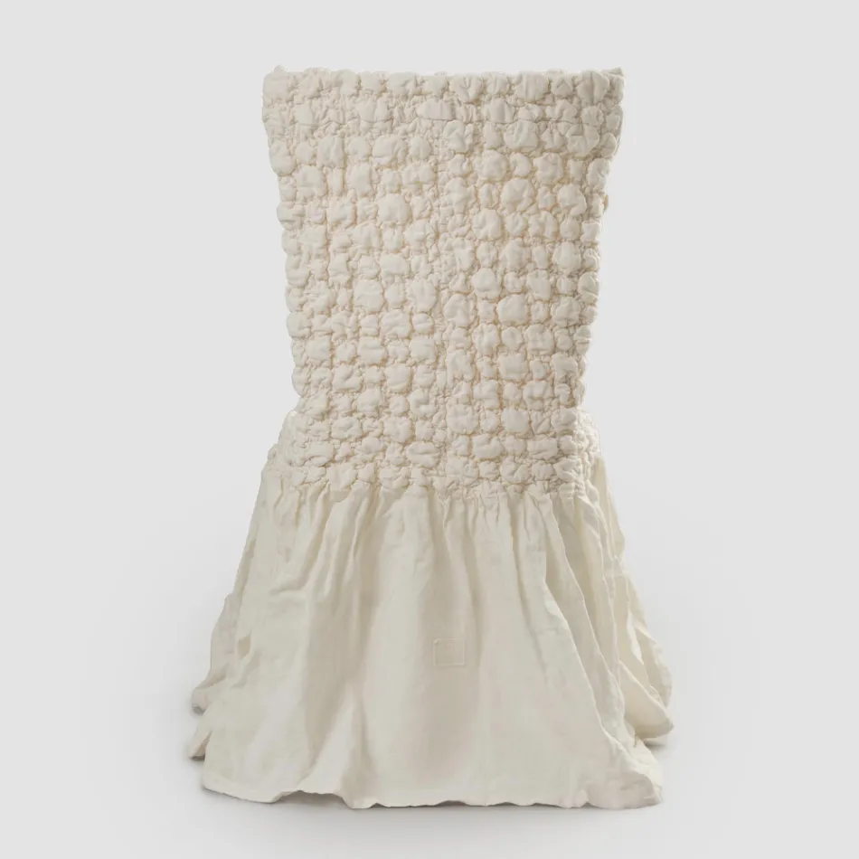 Capa Elegante para Cadeira com Encosto para Sala em Linho Bordado - Panteo Viadurini