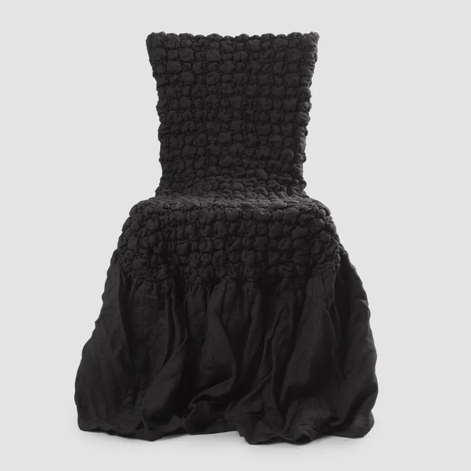 Capa Elegante para Cadeira com Encosto para Sala em Linho Bordado - Panteo Viadurini