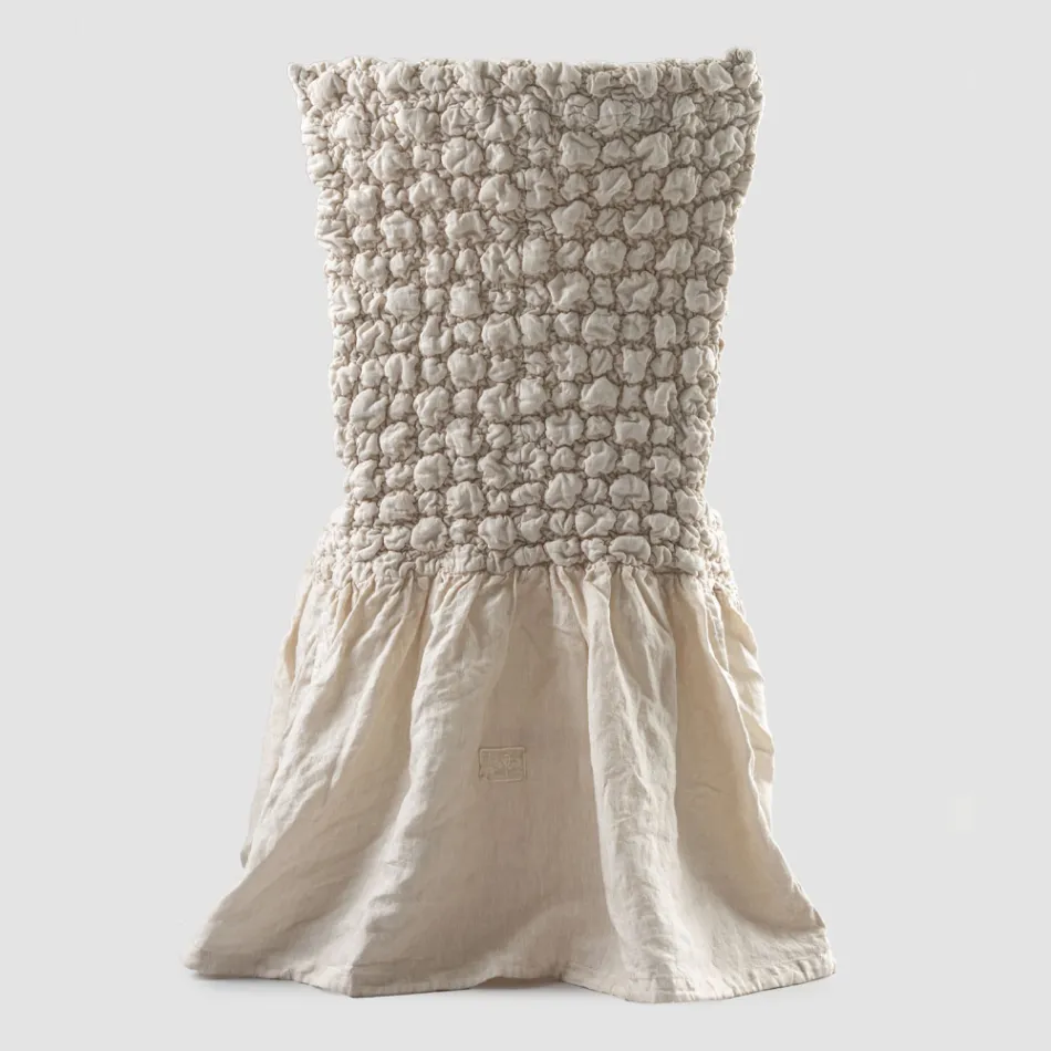 Capa Elegante para Cadeira com Encosto para Sala em Linho Bordado - Panteo Viadurini