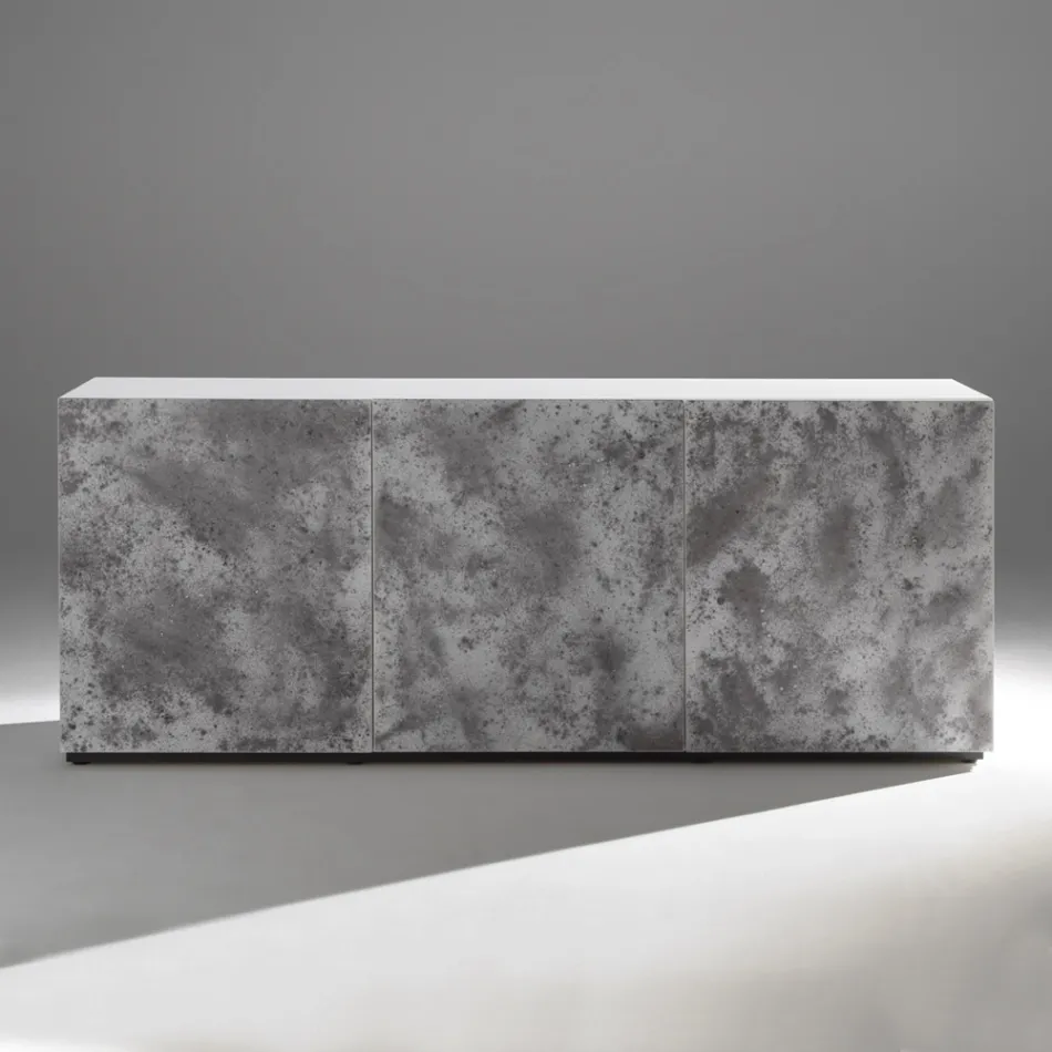 Aparador de 3 portas com 3 prateleiras internas em madeira e MDF - Pesci Viadurini