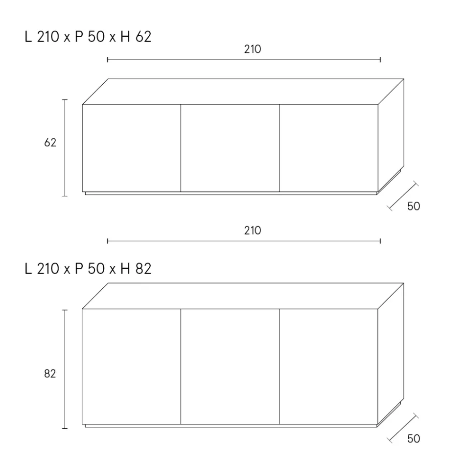 Aparador de 3 portas com 3 prateleiras internas em madeira e MDF - Pesci Viadurini