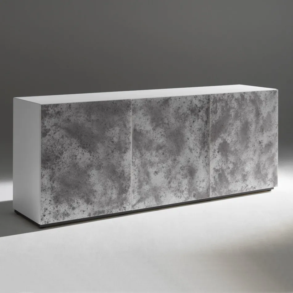 Aparador de 3 portas com 3 prateleiras internas em madeira e MDF - Pesci Viadurini